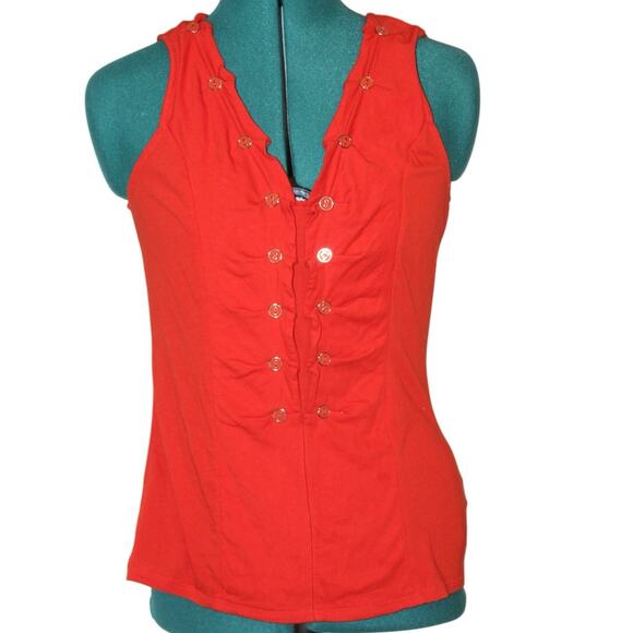 Pilcro by Anthropologie Red Button-Front Sleeveless Tank Top Size Small - Picture 1 of 6